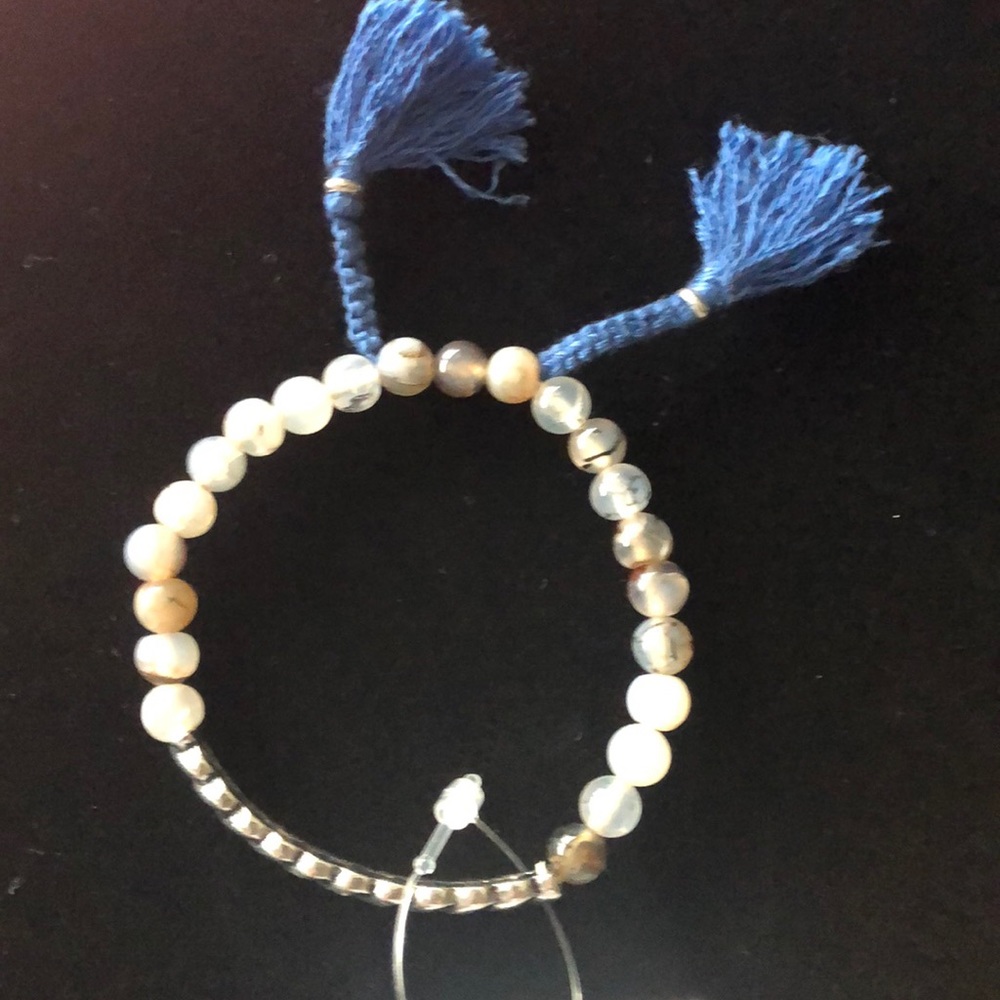 Banana Republic silver beaded bracelet w/tassel